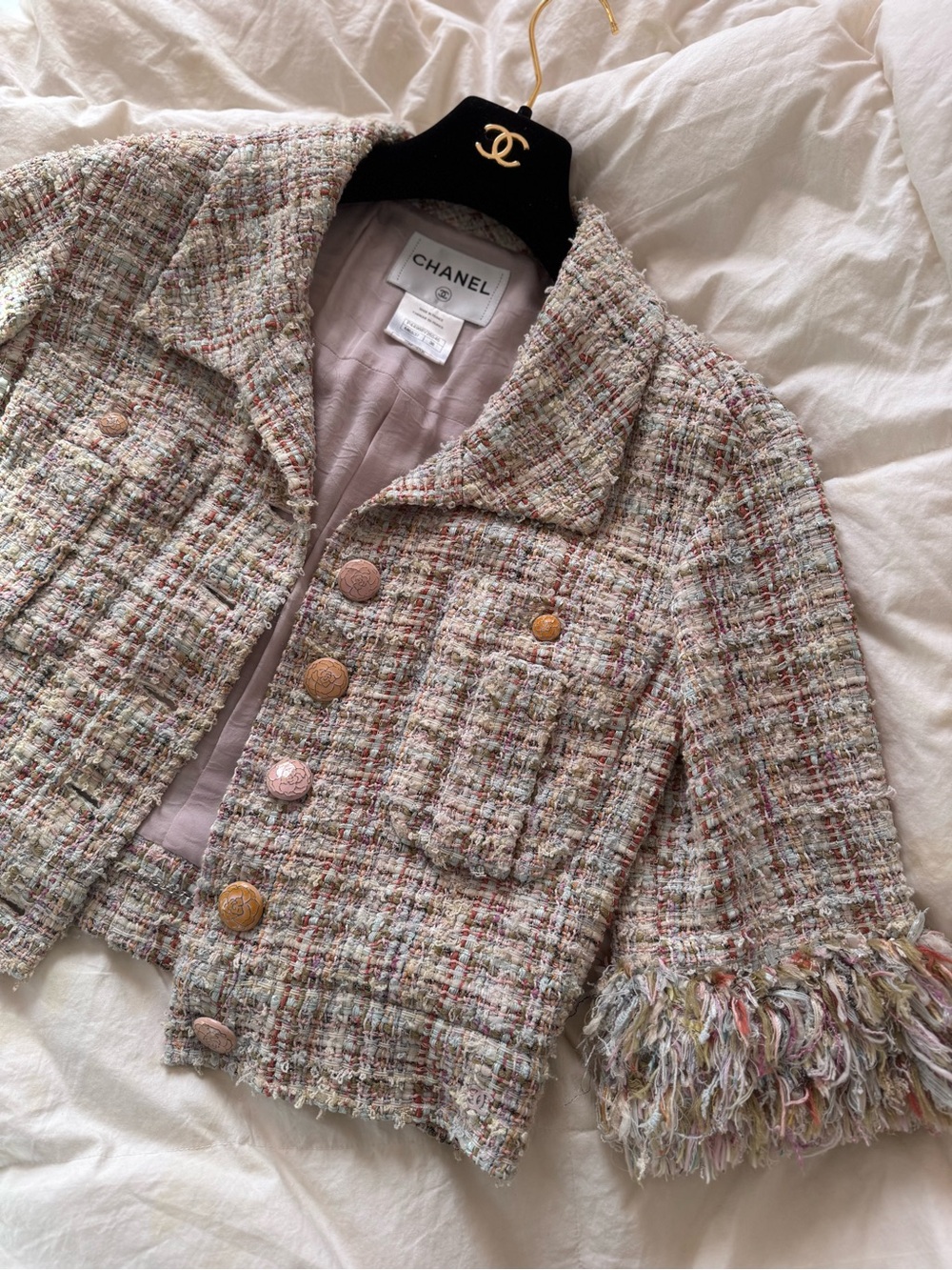 Chanel 2013 resort/cruise runway multicolored tweed jacket size 38